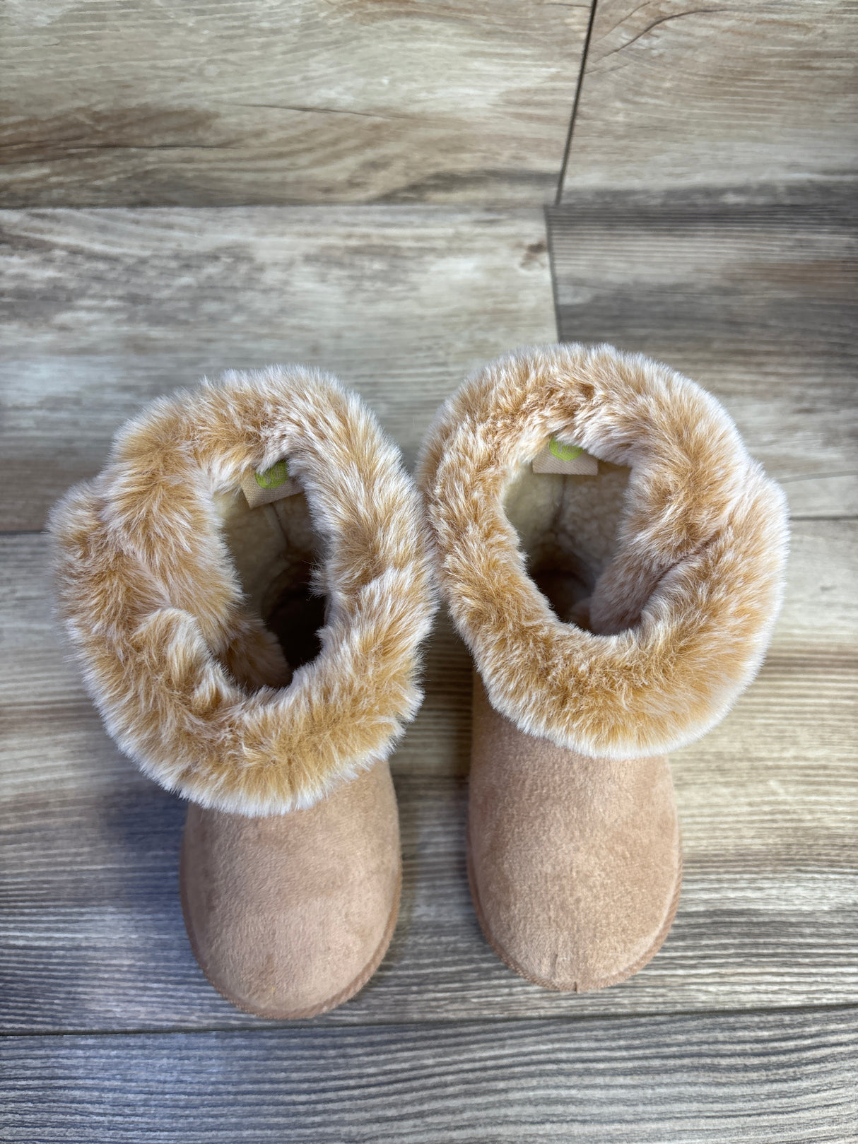 First Steps by Stepping Stone Faux Fur Boots, Tan sz 6c