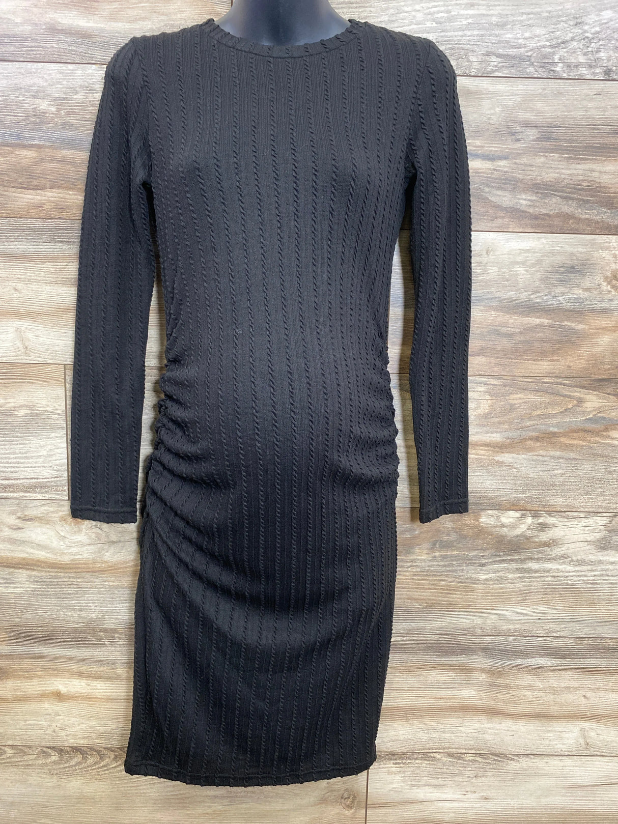 NEW Ruched Cable Knit Bodycon Dress Black sz Medium