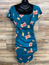 Hello Miz Floral Off The Shoulder Dress Blue sz Medium