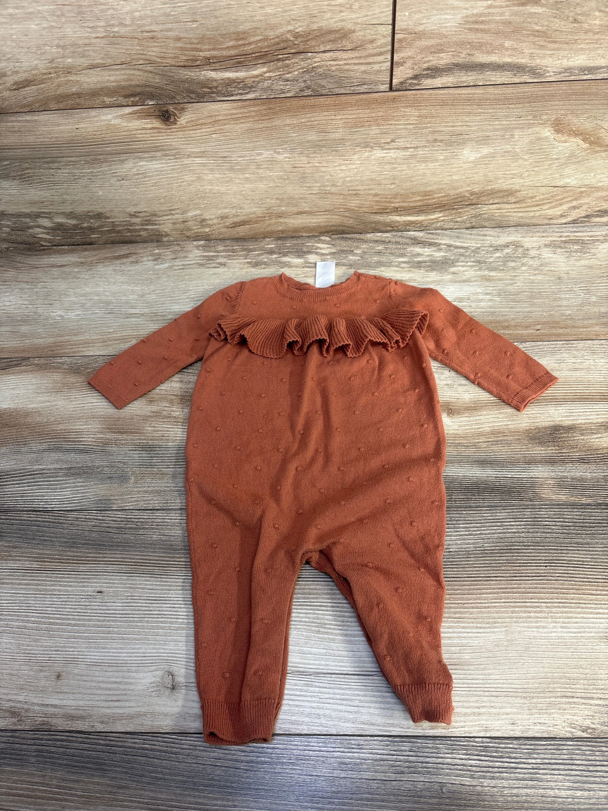 Just One You Swiss Dot Ruffled Coverall Rust sz 6m