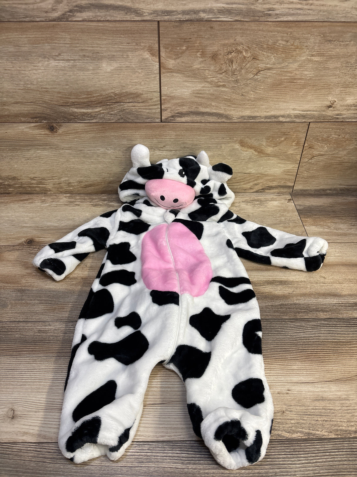 JoyFy Cow Costume Plush Hooded Jumpsuit White sz 6-12m