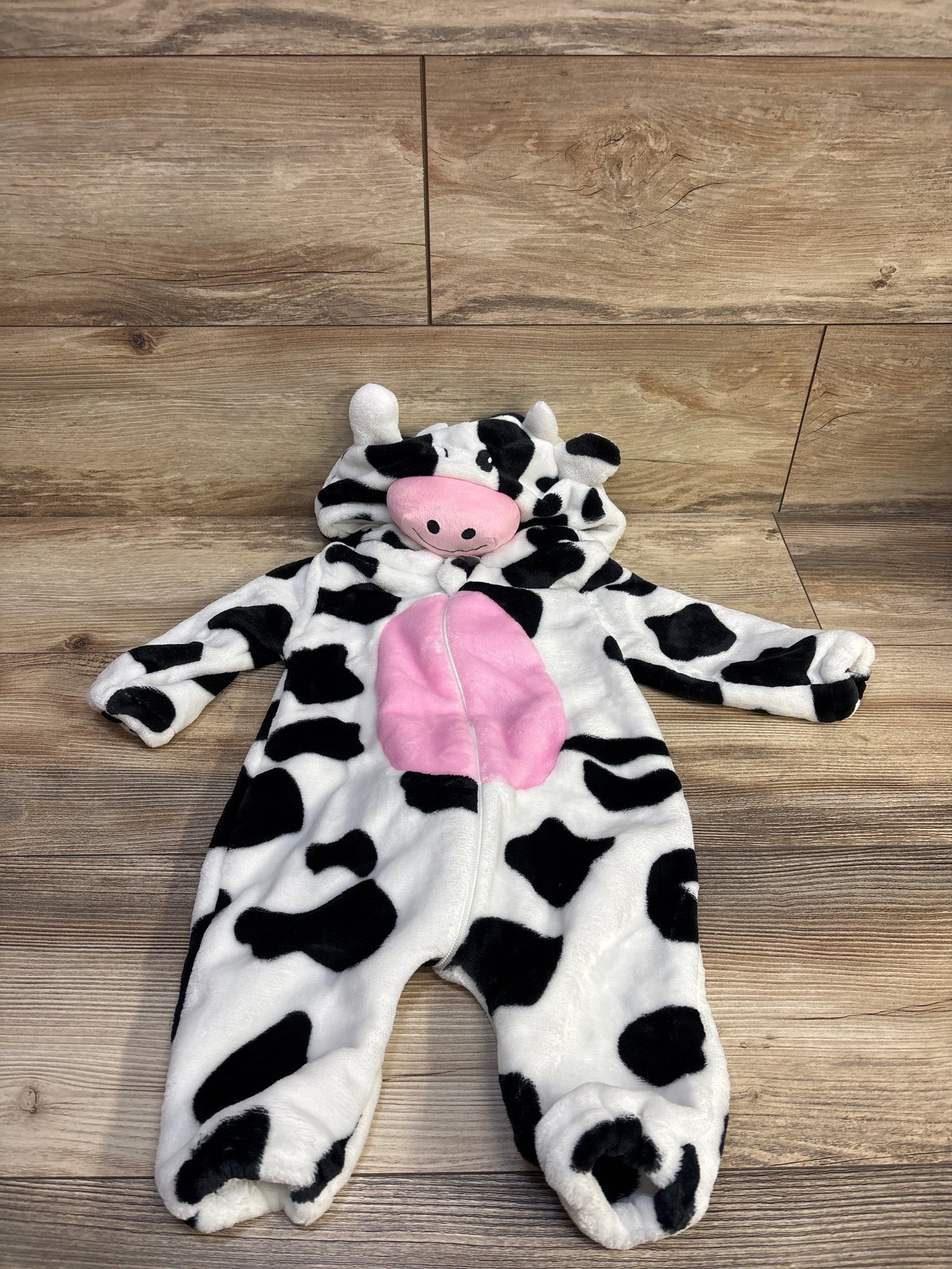 JoyFy Cow Costume Plush Hooded Jumpsuit White sz 6-12m