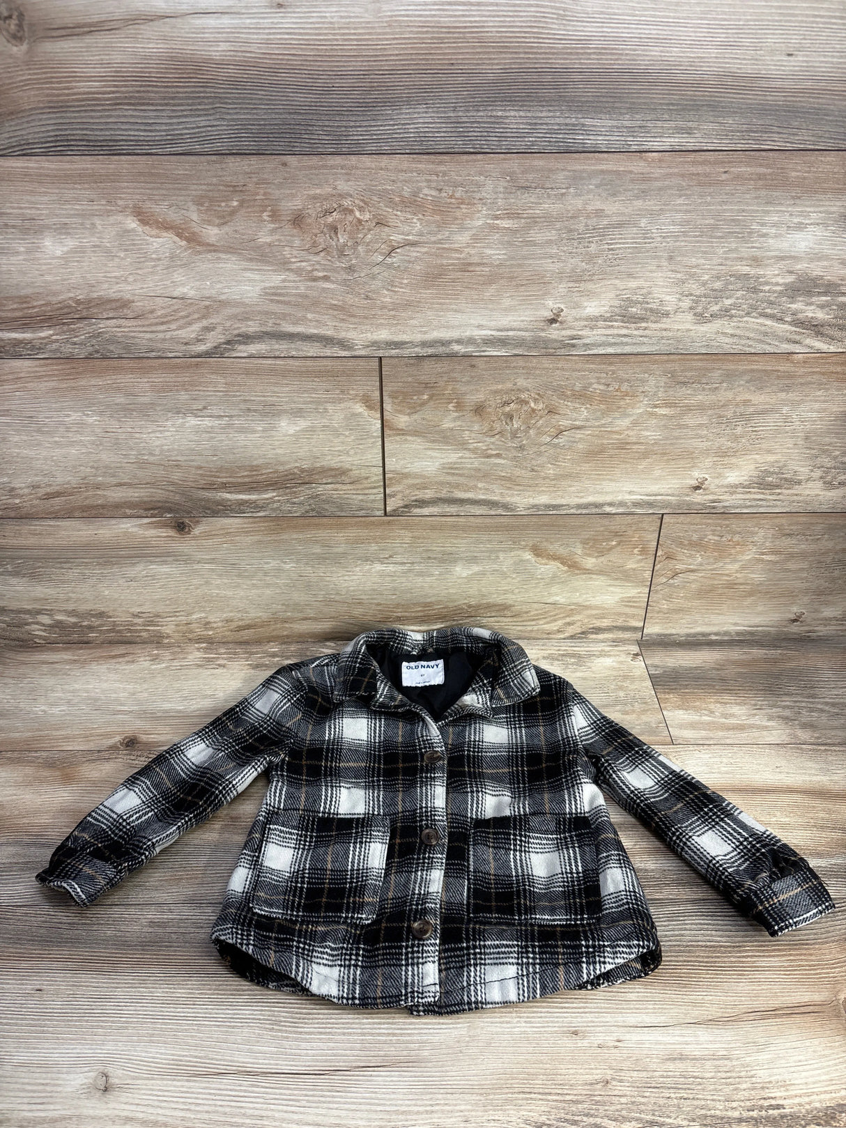 Old Navy Plaid Flannel Shacket Black sz 5T