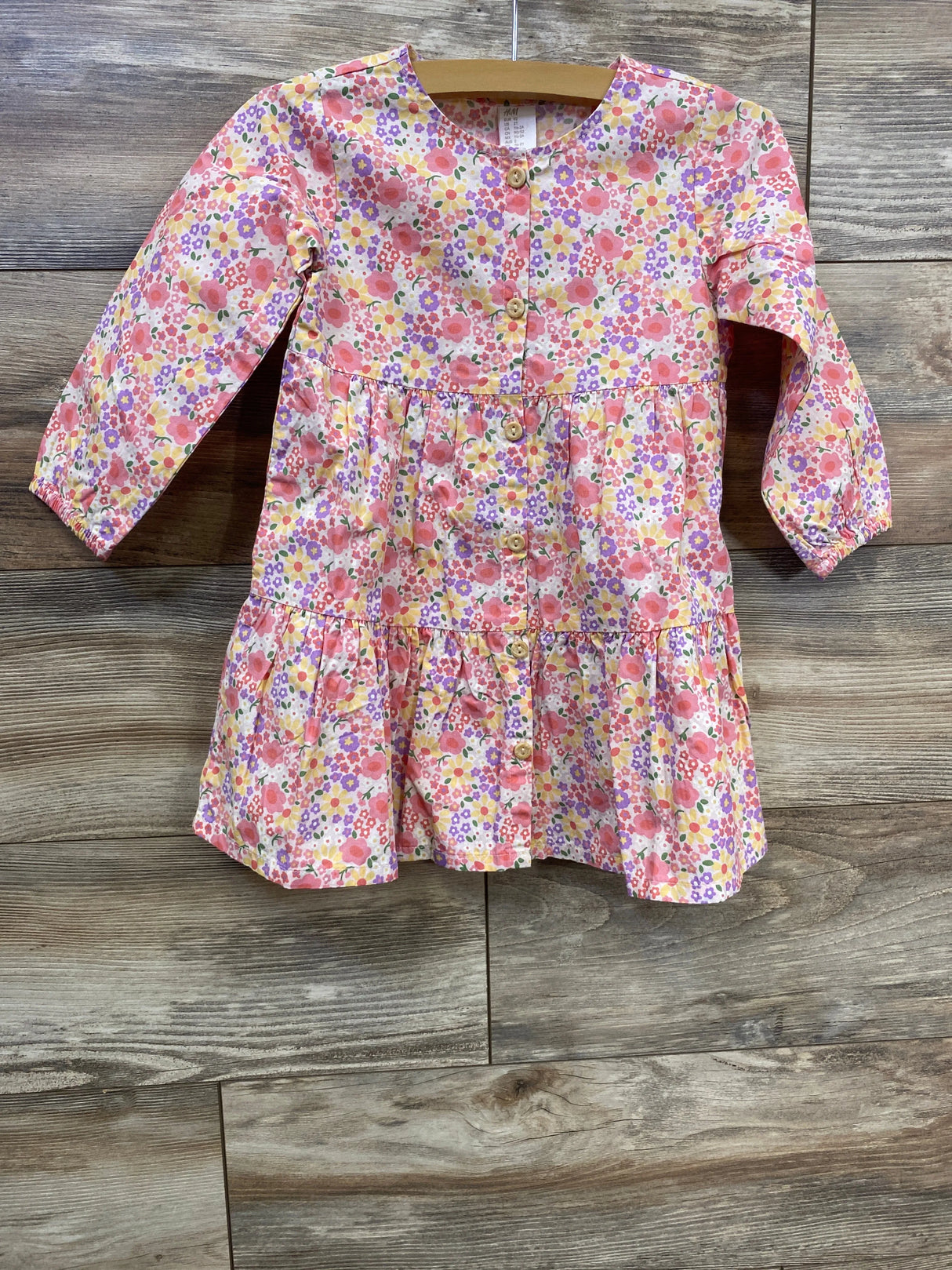 H&M Floral Button Up Dress Pink sz 2T