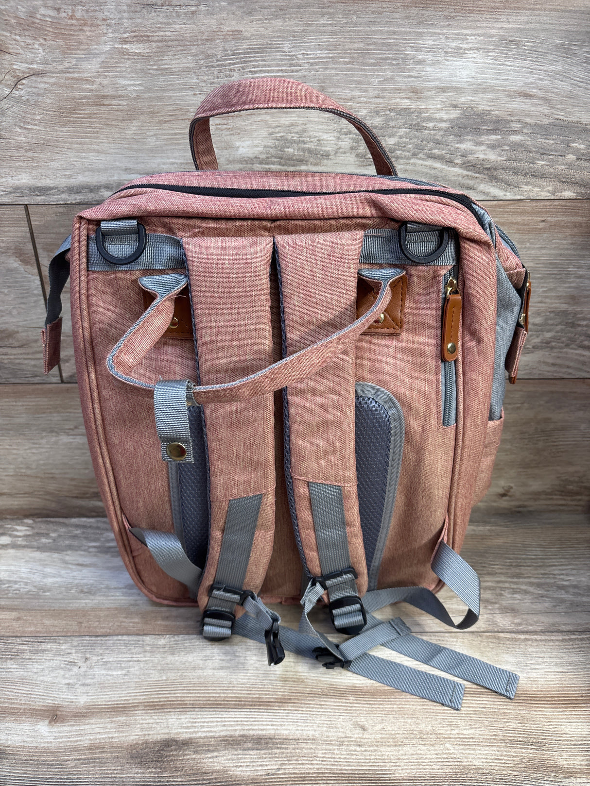 Good Mum Diaper Bag Backpack w/ Changing Station & Sunshade Pink
