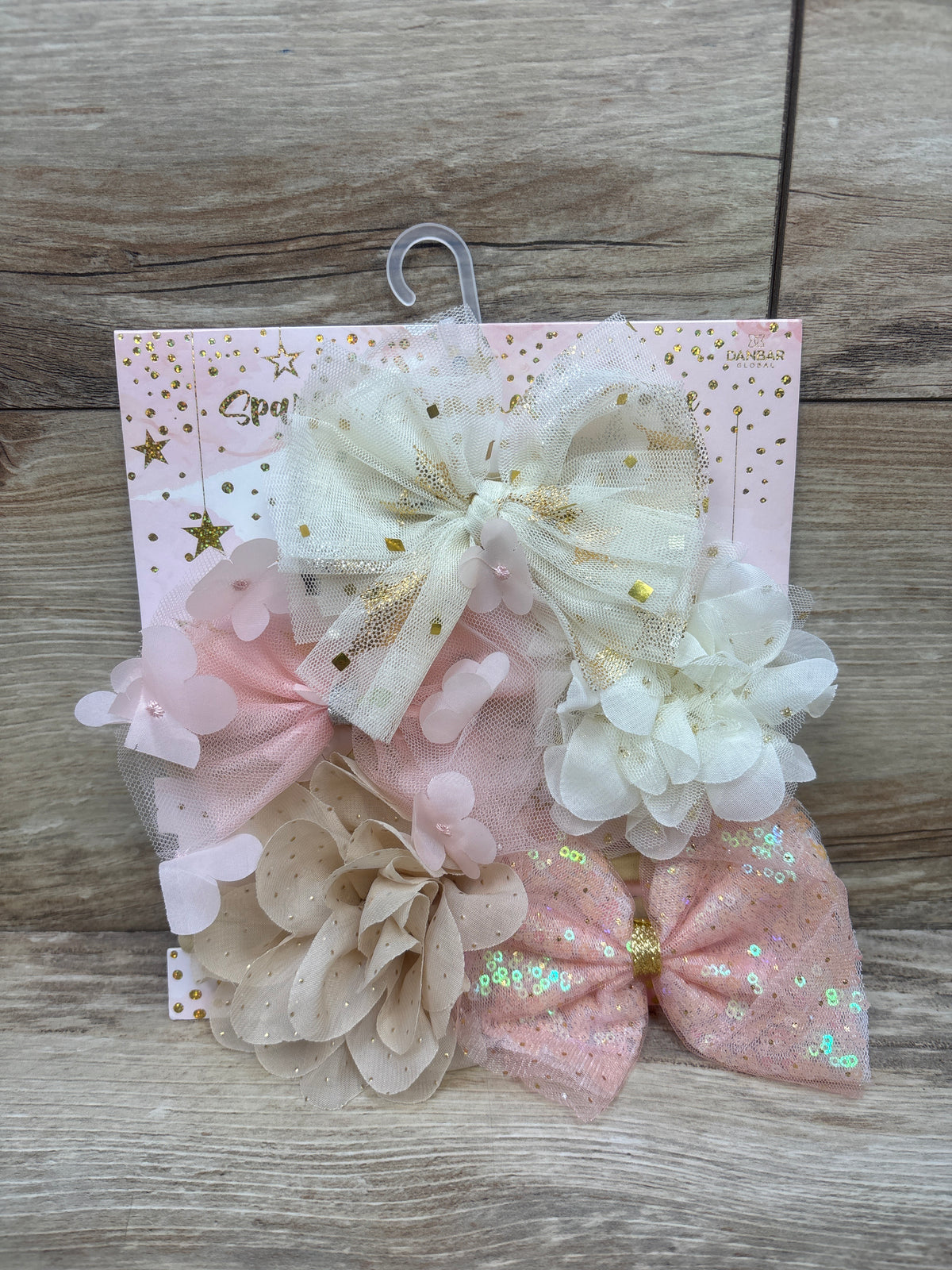 NEW Danbar Global Sparkle, Shimmer, & Shine 5pk Hair Bow Headwraps