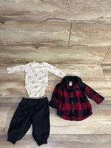 Just One You 3pc Sherpa Lined Buffalo Plaid Jacket Set Red sz 3m