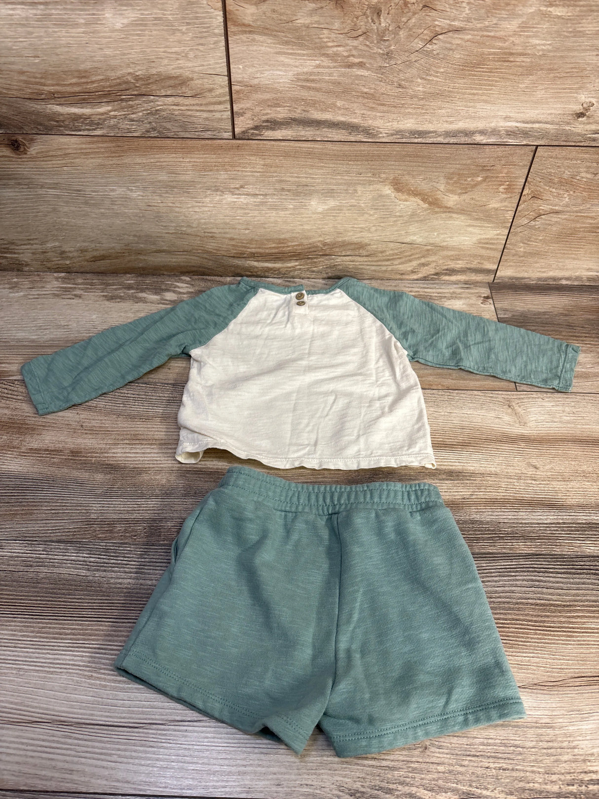 Cloud Island 2pc Tiny Human Shirt & Shorts Set Green sz 12m