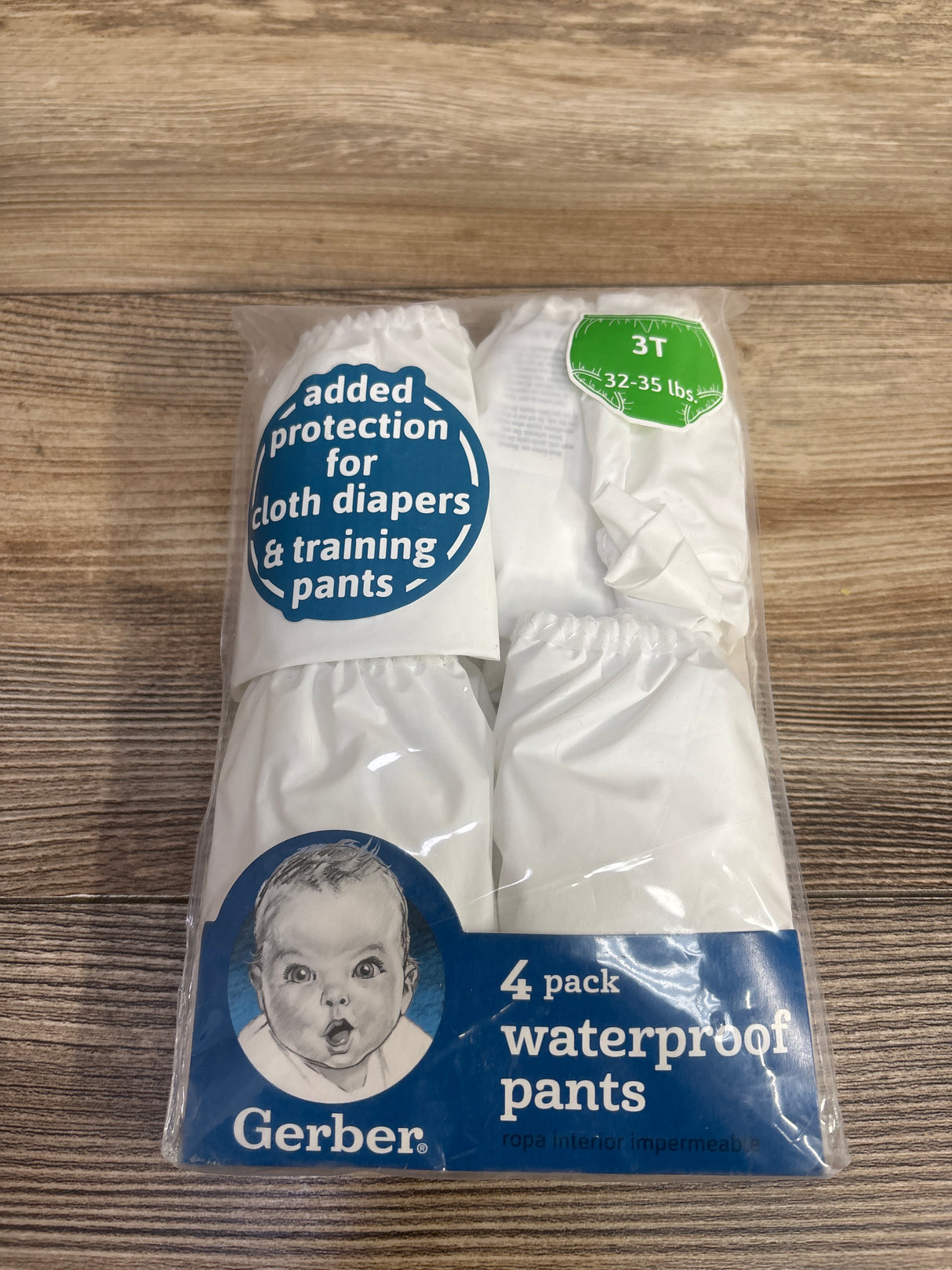 NEW Gerber Waterproof Training Pants White 4pk sz 3T