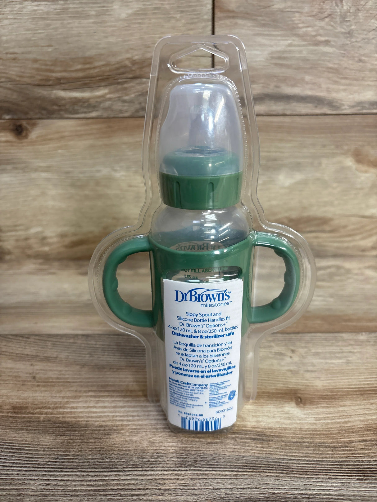 NEW Dr. Brown's 8oz Milestones Narrow Sippy Bottle Green