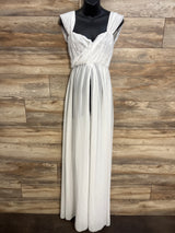 Maternity Sheer Open-Belly Lace Photoshoot Dress White sz XL