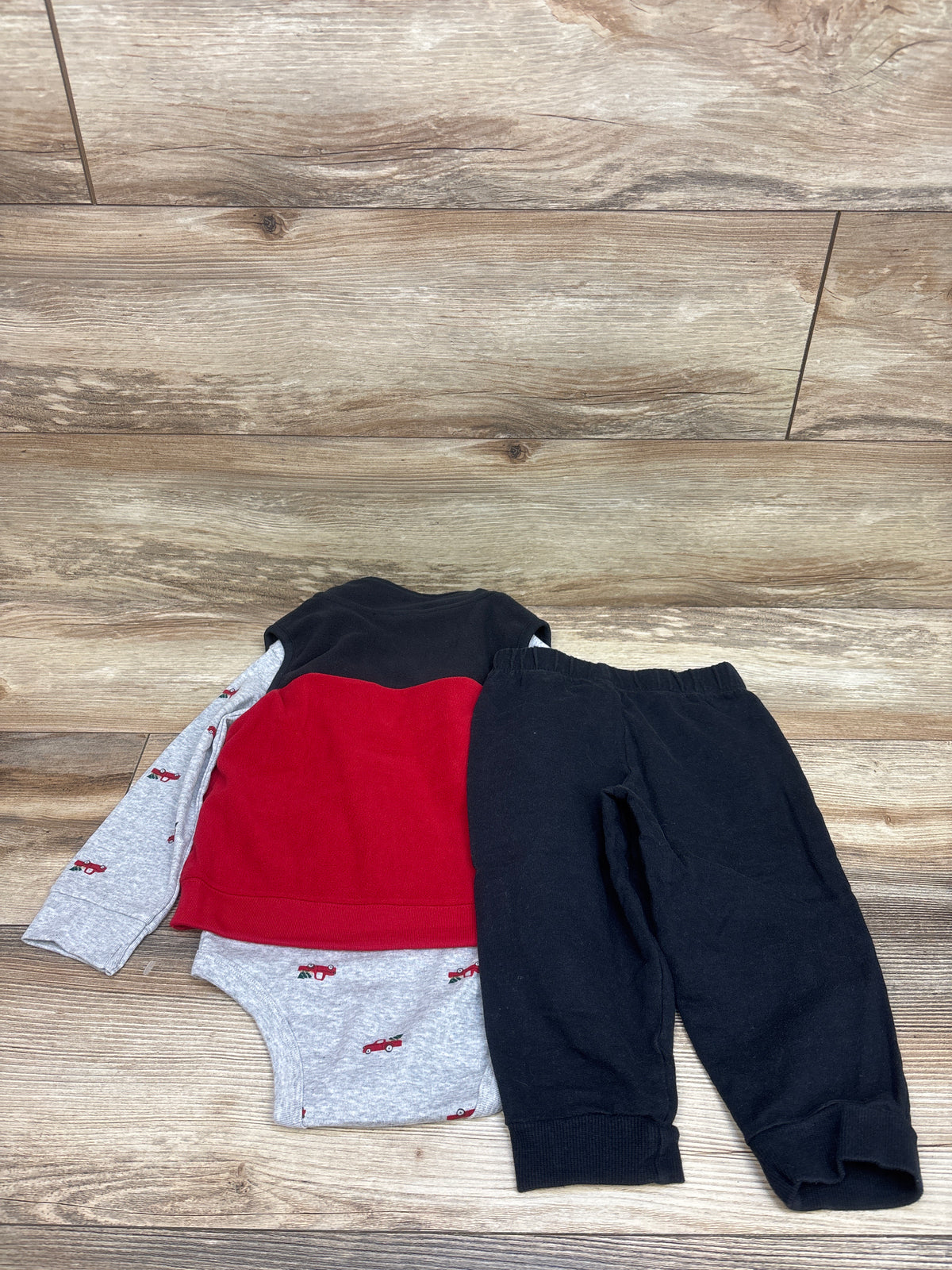 Carter's 3pc Fleece Holiday Vest Set Grey sz 24m