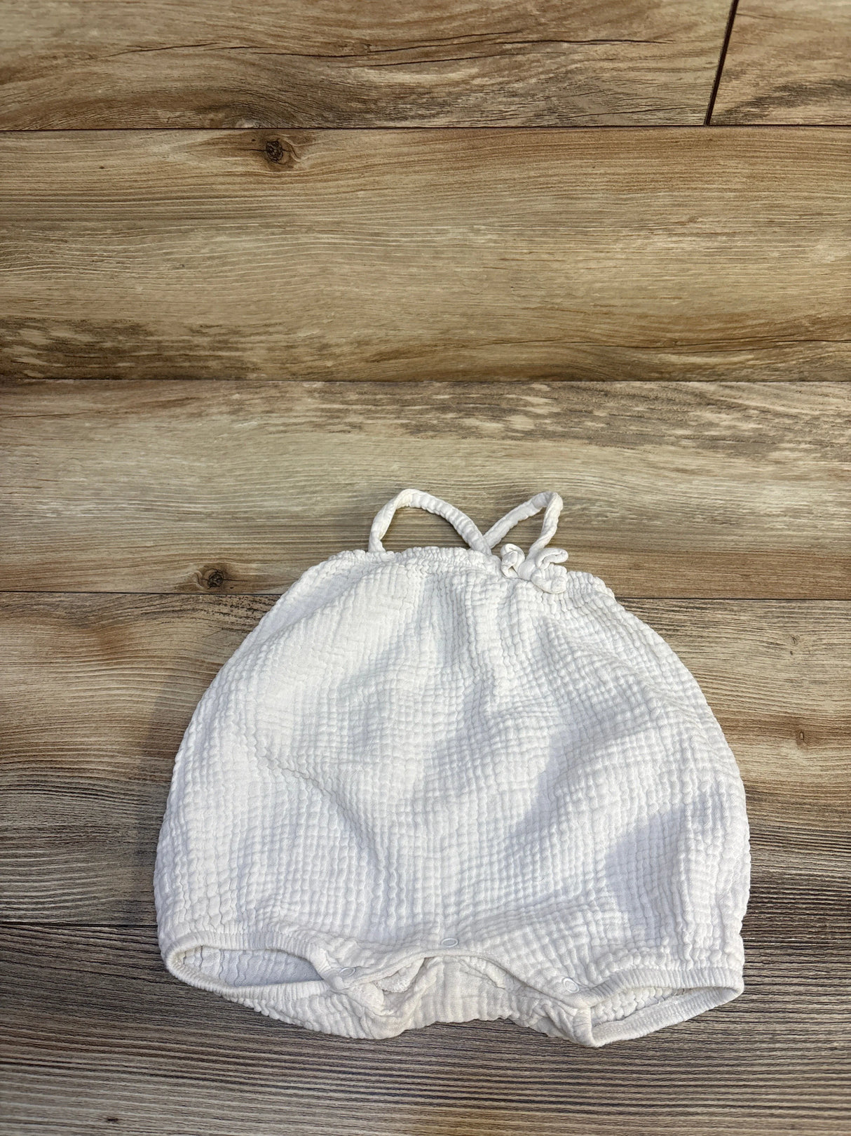 Emily & Oliver Gauze Shortie Romper White sz 0-3m