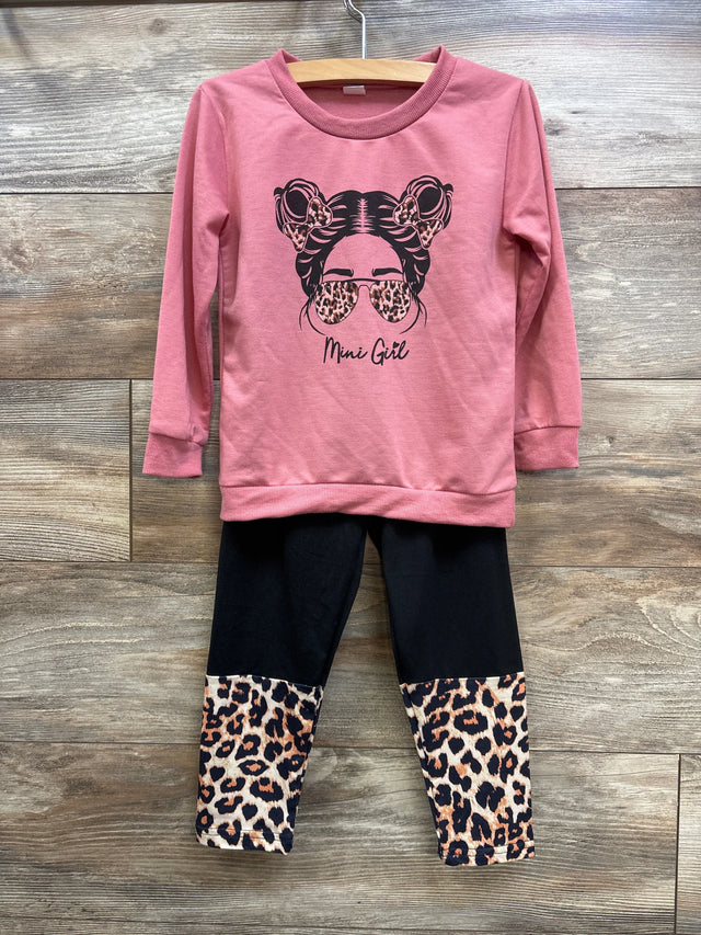 2pc Mini Girl Sweatshirt & Leggings Pink sz 4-5T - Me n Mommy To Be