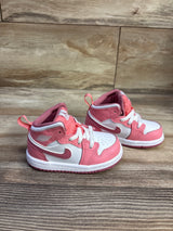 Jordan 1 Mid TD 'Coral Chalk/Desert Berry/White' Sneakers sz 5c
