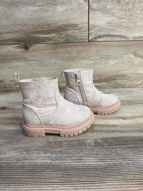 Cat & Jack Floral Zipper Combat Boots Grey sz 5c - Me n Mommy To Be