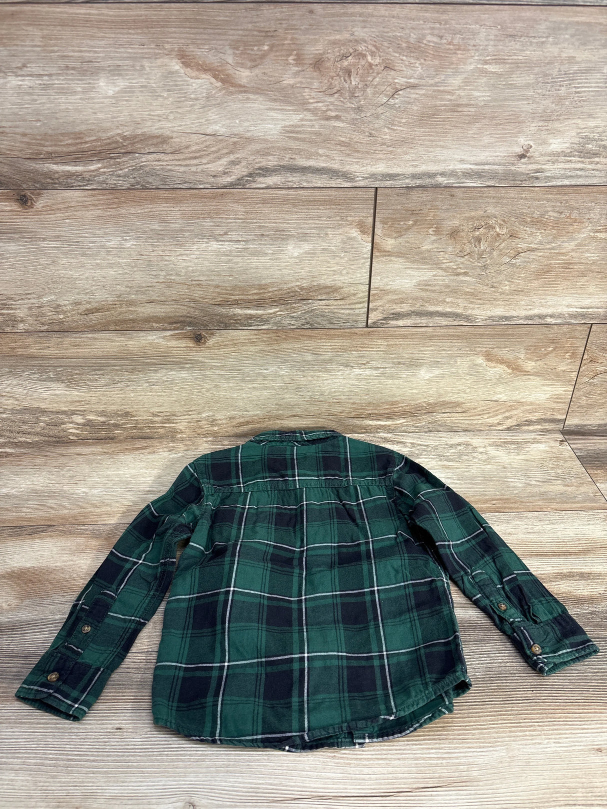 Carter's Button Up Plaid Shirt Green sz 4T