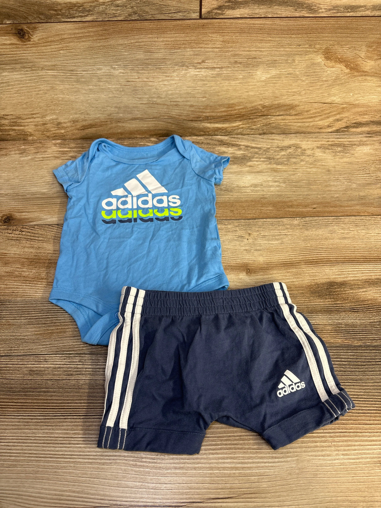 Adidas 2pc Bodysuit & Shorts Blue sz 3m - Me n Mommy To Be