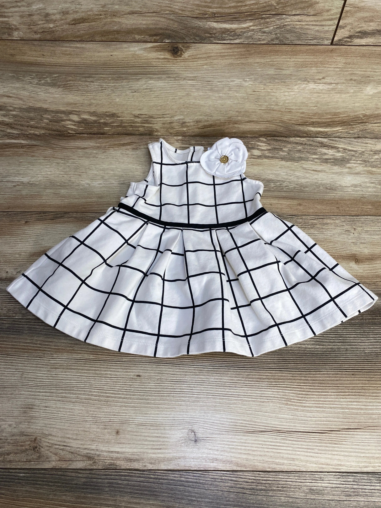 Janie and Jack Windowpane Ponte Dress White sz 12-18m