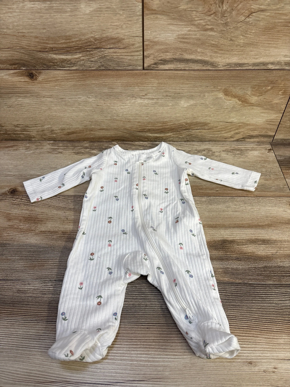 Just One You Ribbed Floral Sleeper White sz 3m