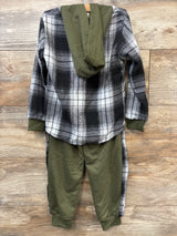 Gerichy 2pc Hooded Button-Up Flannel & Pants Set Grey sz 4T
