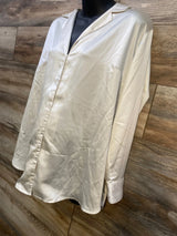 NEW Isabel Maternity Satin Button Up Shirt White sz Large