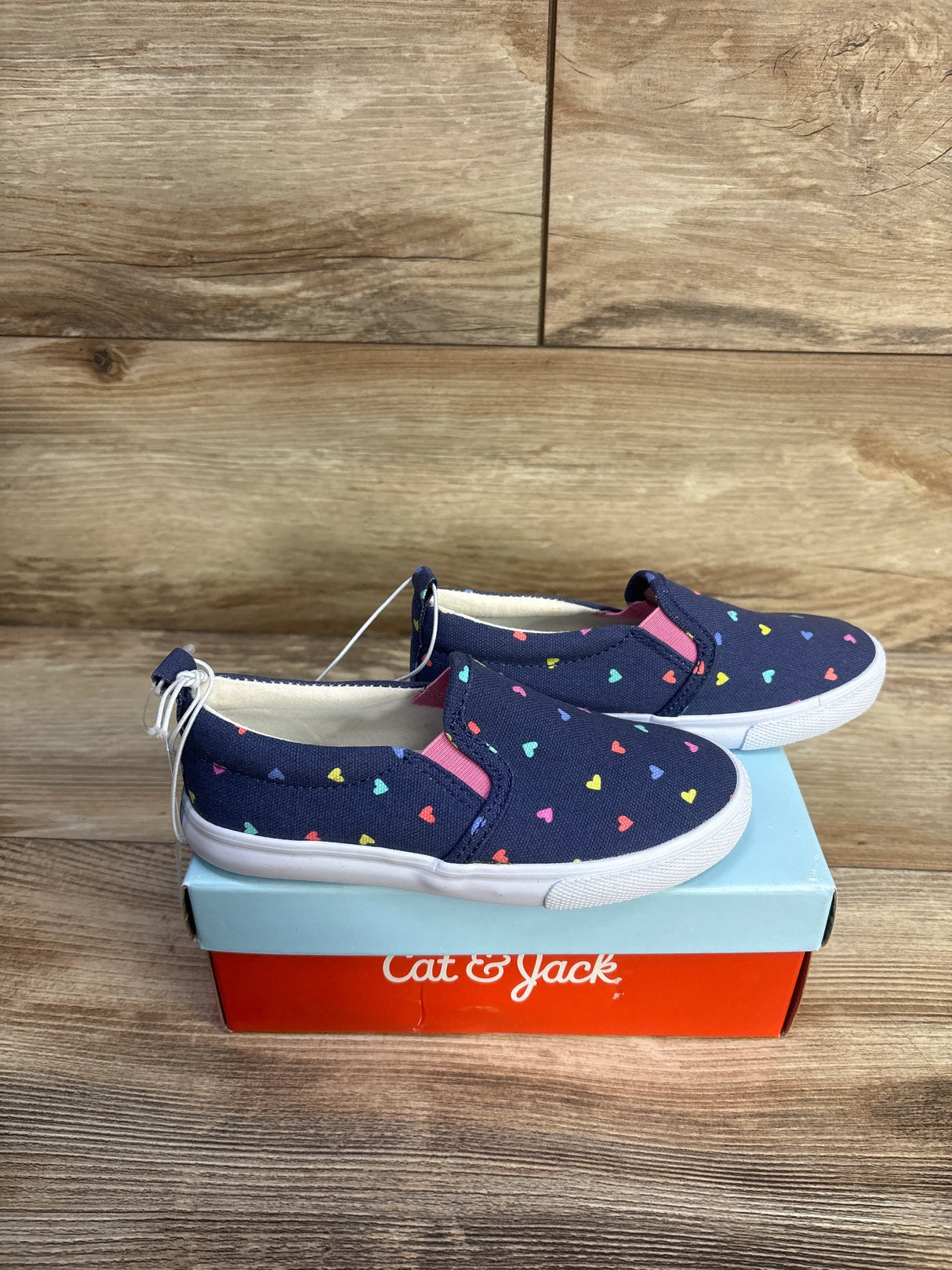 NEW Cat & Jack Alexus Heart Print Casual Sneakers Navy sz 11c