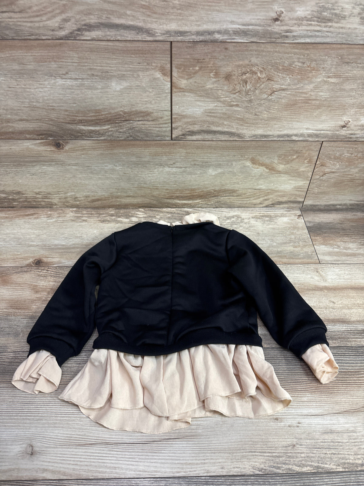 Shein Ruffled Hem Pullover Sweatshirt Black sz 2-3T
