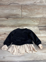 Shein Ruffled Hem Pullover Sweatshirt Black sz 2-3T