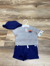 NEW Carter's 3pc Short & Hat Set Grey sz Newborn