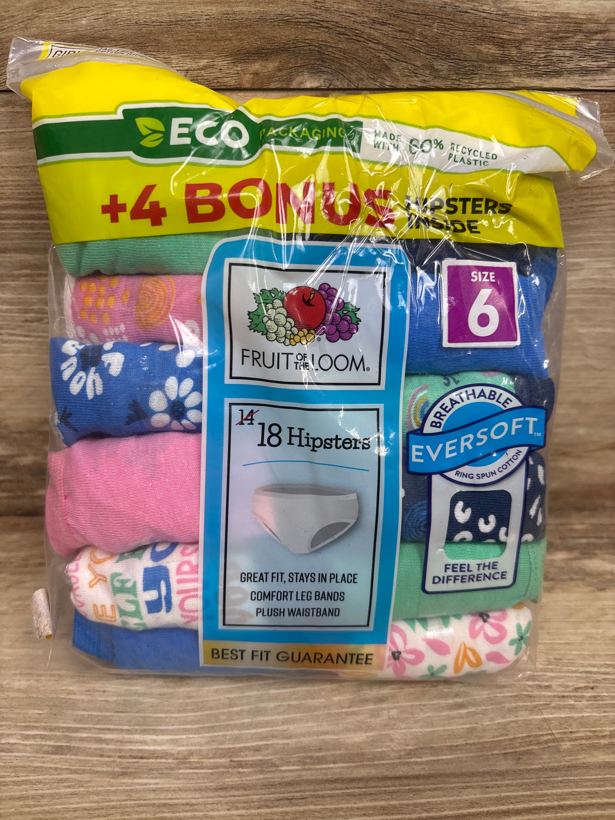 NEW Fruit of the Loom 18pk Girls' Hipsters Size 6