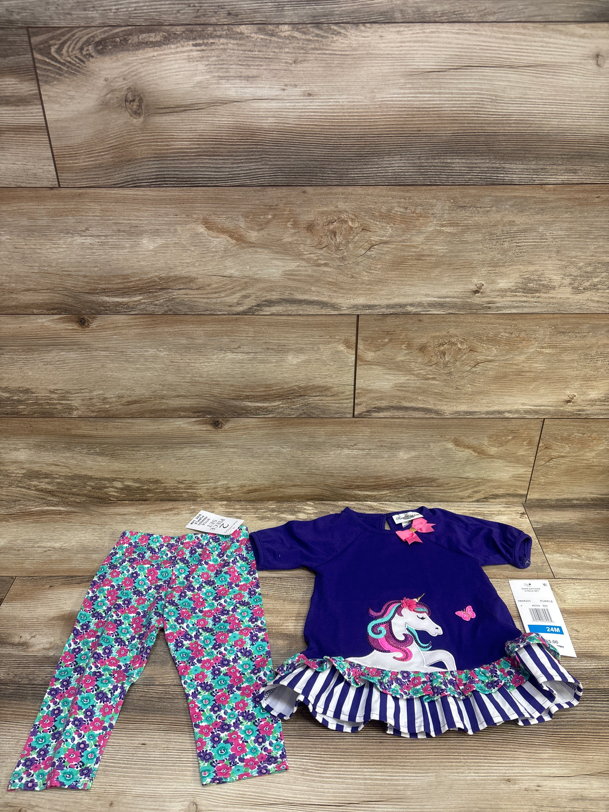 NEW Rare Editions 2pc Unicorn Tunic & Leggings Set Purple sz 24m