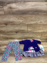 NEW Rare Editions 2pc Unicorn Tunic & Leggings Set Purple sz 24m