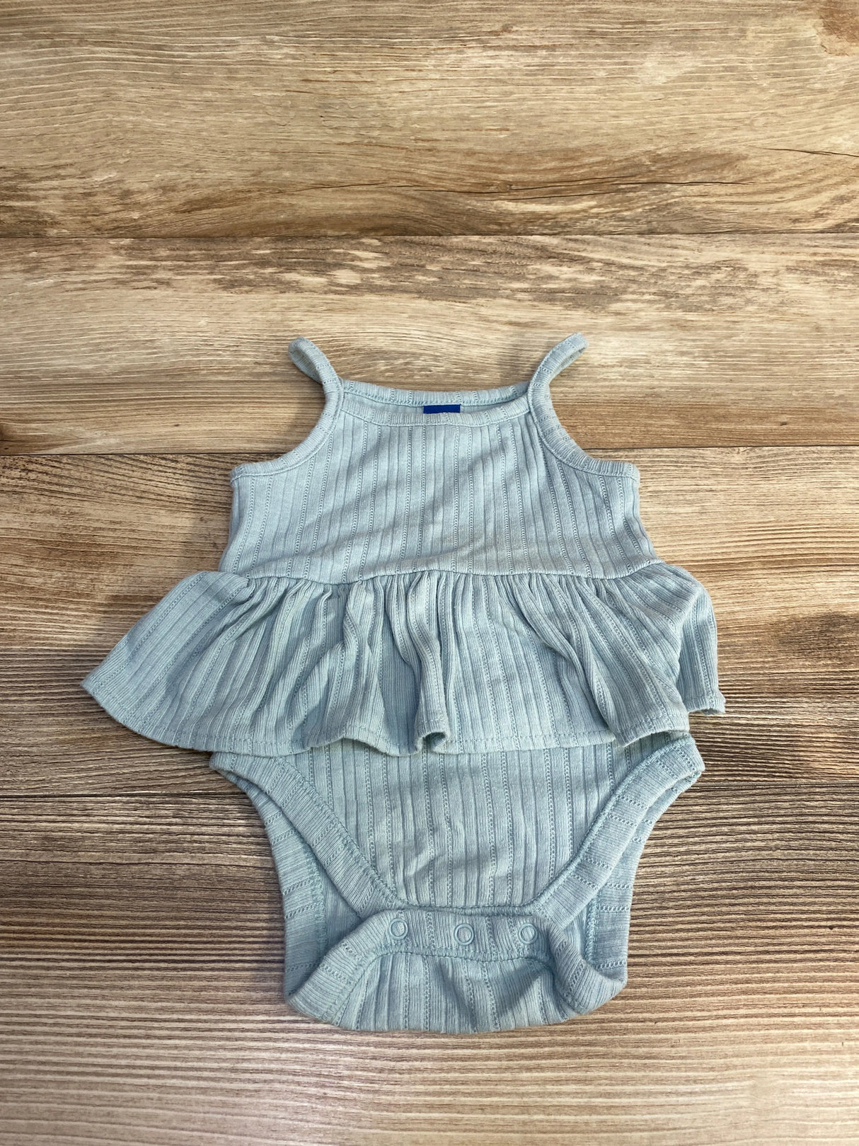 Old Navy Sleeveless Pointelle Peplum Bodysuit Green sz 6-12m - Me n Mommy To Be