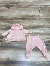 Old Navy 2pc Hooded Cardigan & Footed Pants Pink sz 0-3m