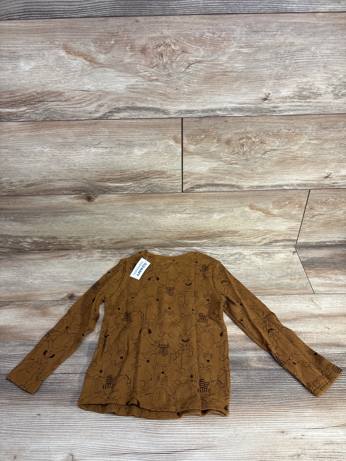 NEW Old Navy Penguin Waffle Knit Brown Shirt sz 5T