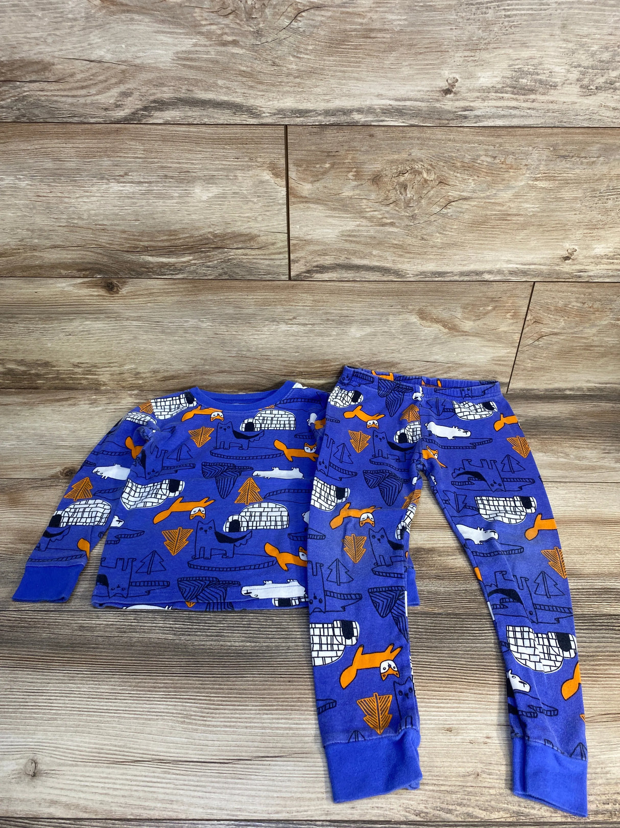 Carter's 2pc Animal Print Pajama Set Blue sz 5T