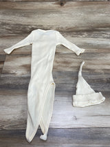 2pc Ribbed Knot Gown & Hat Cream sz 0-3m