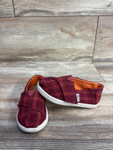 Toms Tiny Alpargata Shoes Plaid Red sz 6c
