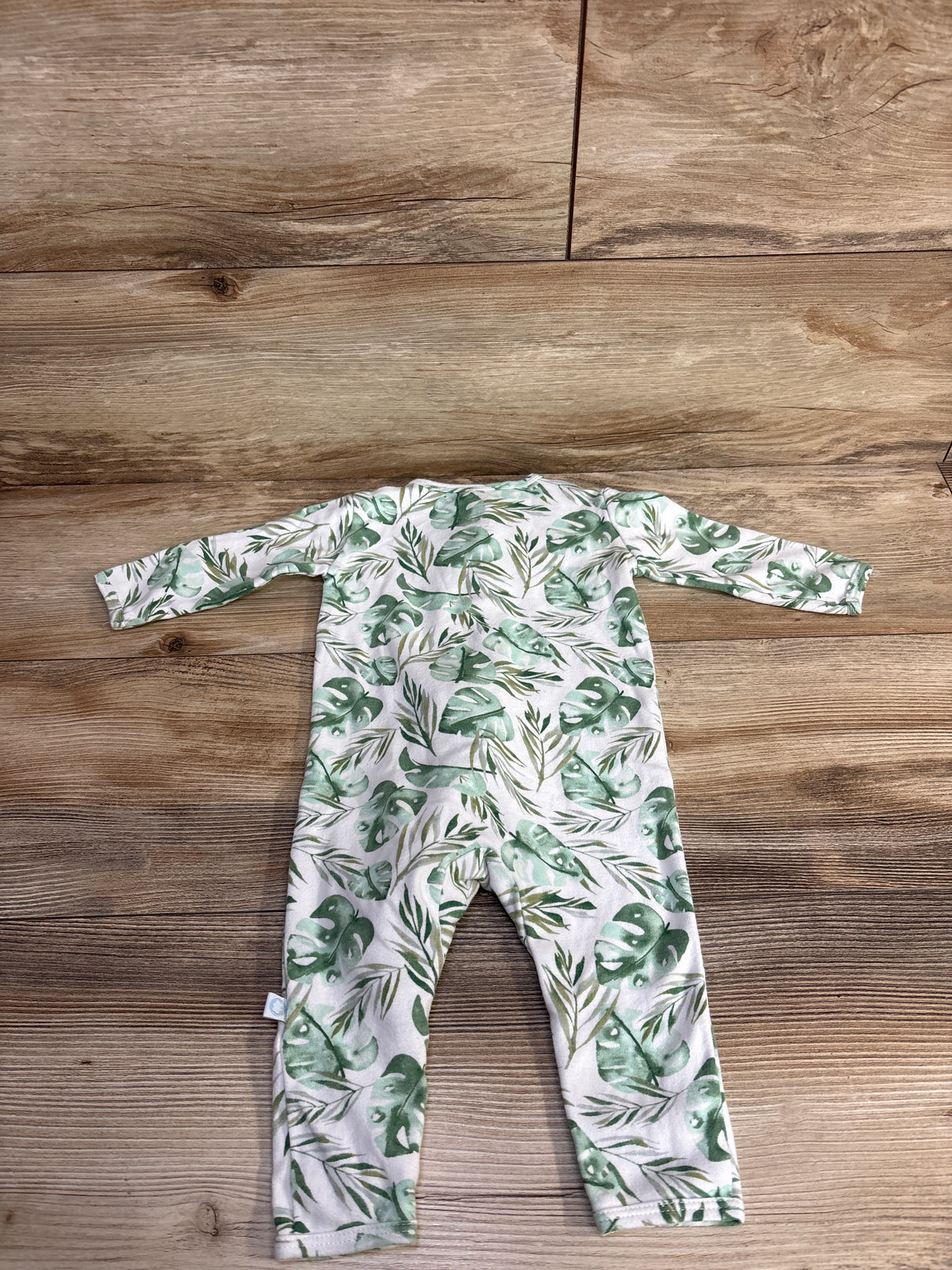 Dreamland Baby Leaf Print Footless Sleeper White sz 3-6m