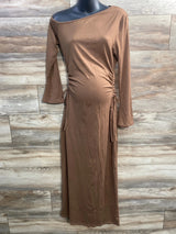 Shein Maternity One Shoulder Maxi Dress Brown sz Large