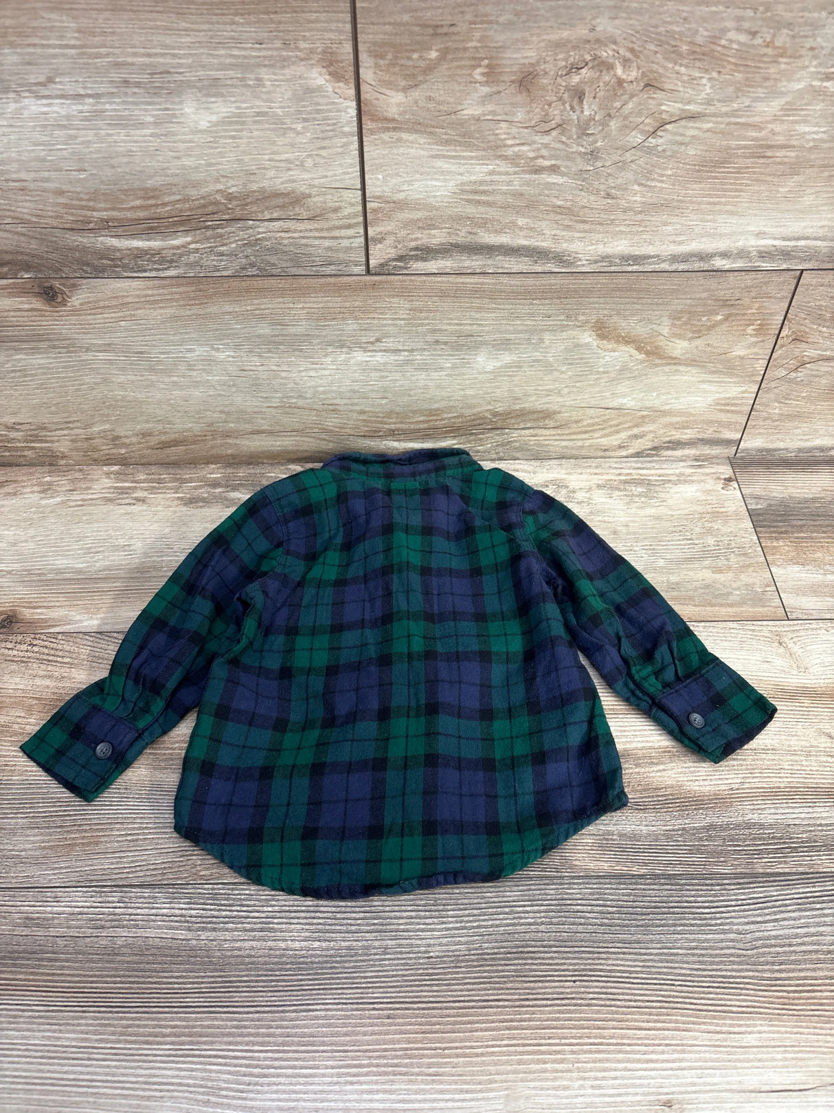 Old Navy Plaid Button Up Flannel Green sz 12-18m