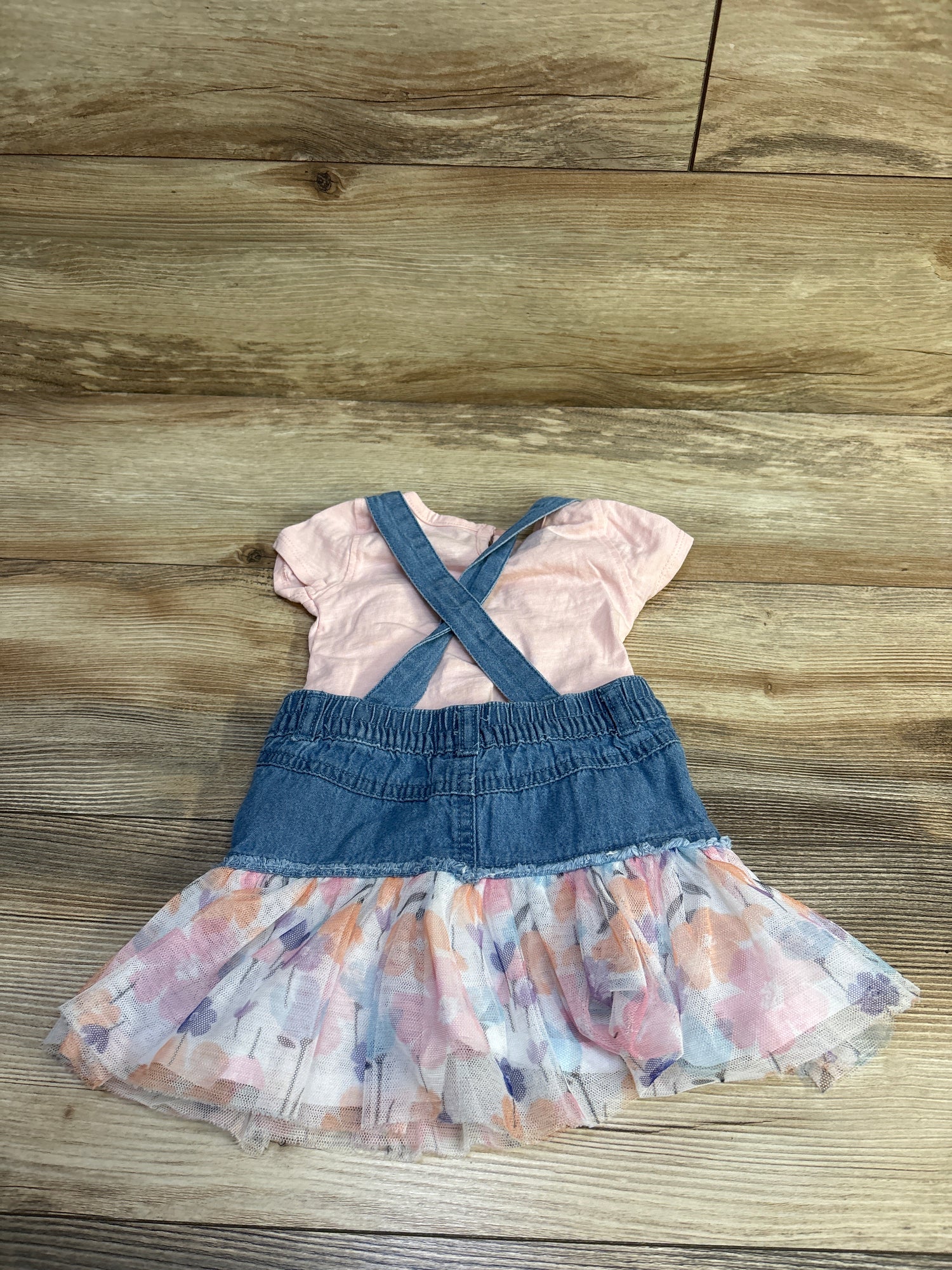 Calvin Klein 2pc Denim Tulle Trim Skirtall Set Pink sz 3/6m