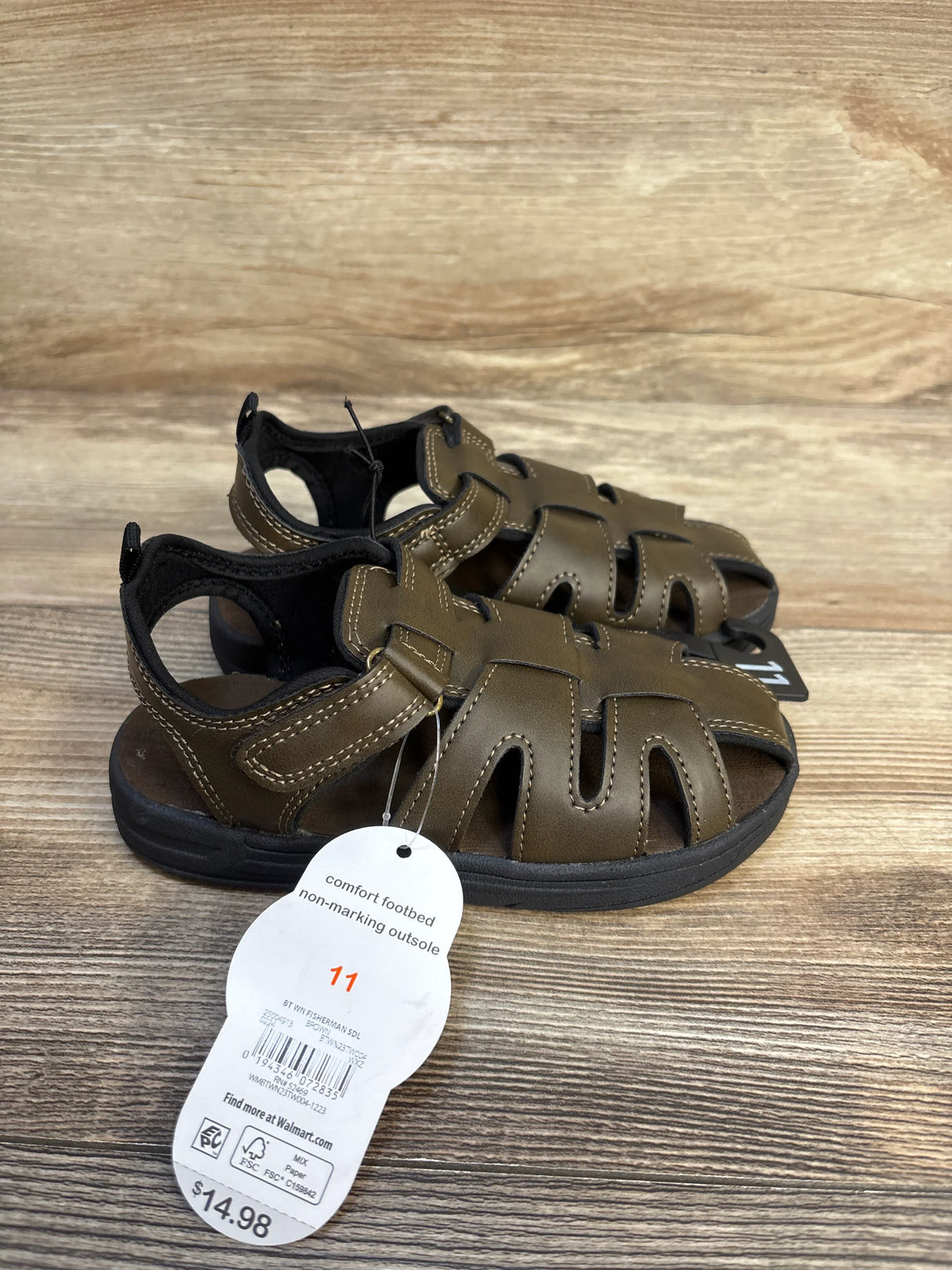 NEW Wonder Nation Fisherman Sandals Brown sz 11c