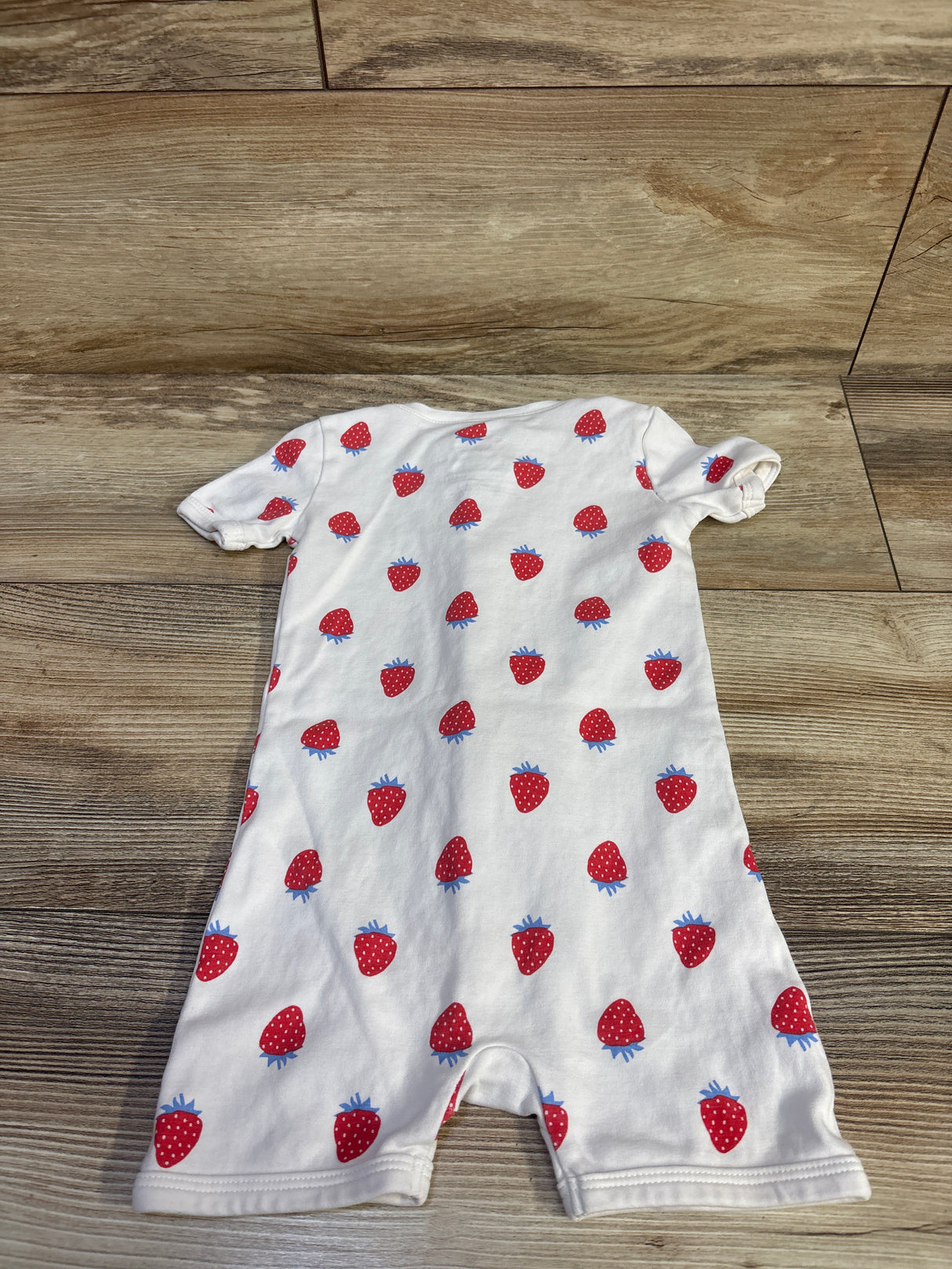 Primary Organic Strawberry Print Sleep Romper White sz 12-18m