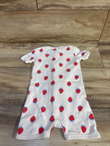 Primary Organic Strawberry Print Sleep Romper White sz 12-18m