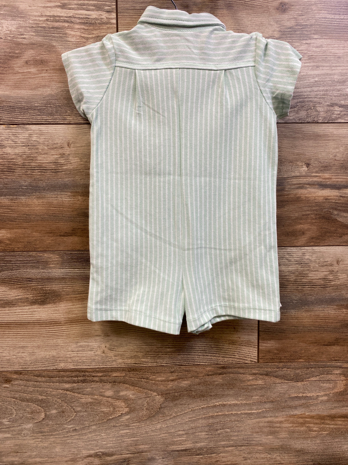 Little Me Striped Button-Down Polo Romper Mint sz 9m
