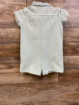Little Me Striped Button-Down Polo Romper Mint sz 9m