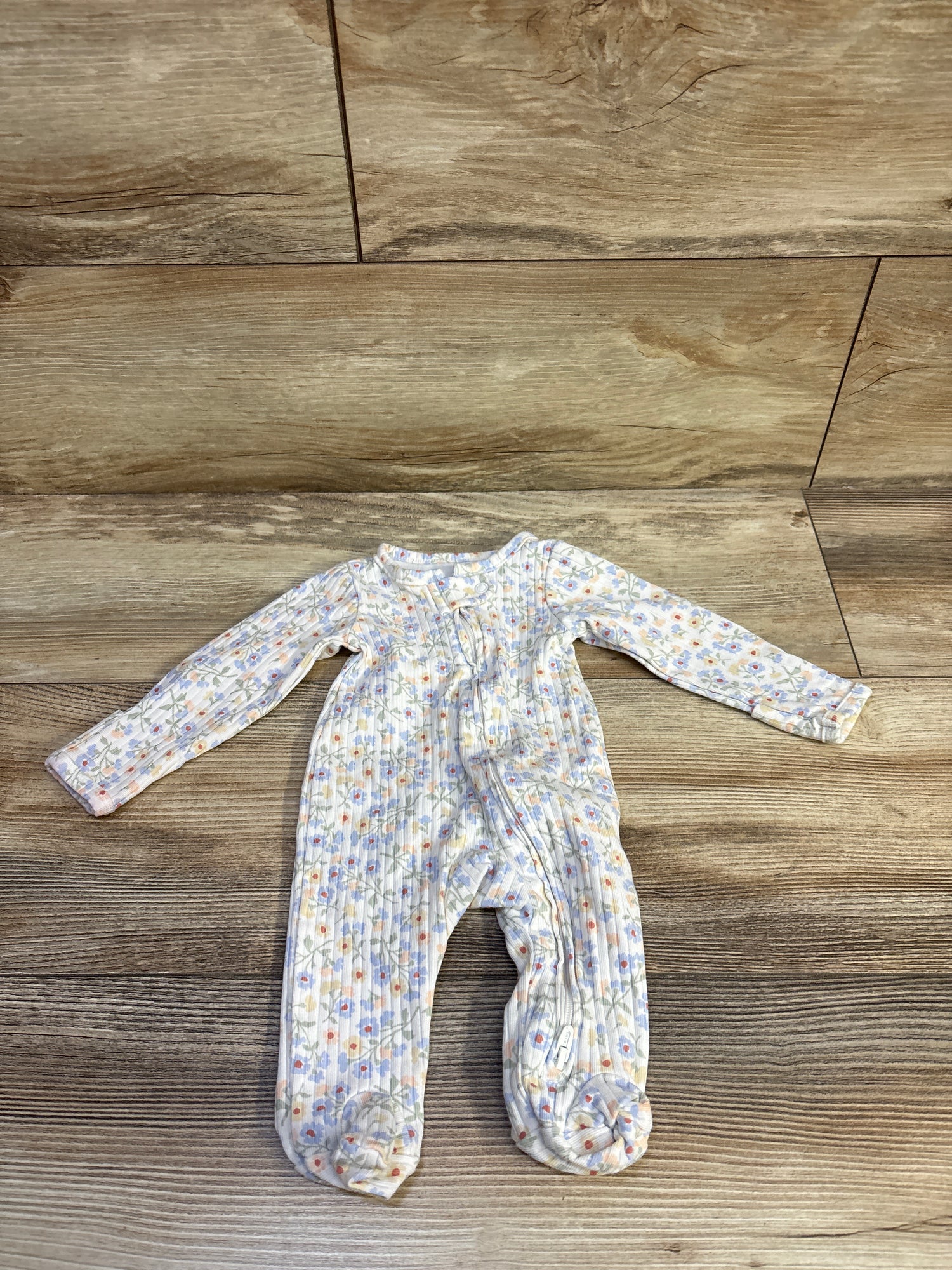 Child Of Mine Floral Ribbed Sleeper White sz Newborn