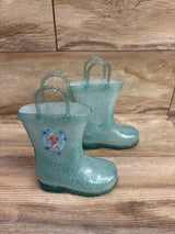 Disney Store Exclusive Elsa Wellington Boots Seafoam Glitter sz 6c